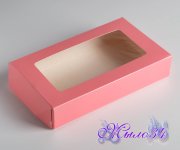 Эко-коробка картонная с окошком, 200*120*40 мм, розовый, шт