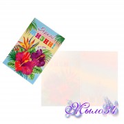 Открытка-шильдик "Яркой жизни!" цветы, разноцветный фон