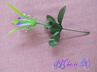 Цветы искусственные, тюльпан белый с фиолетовой каймой